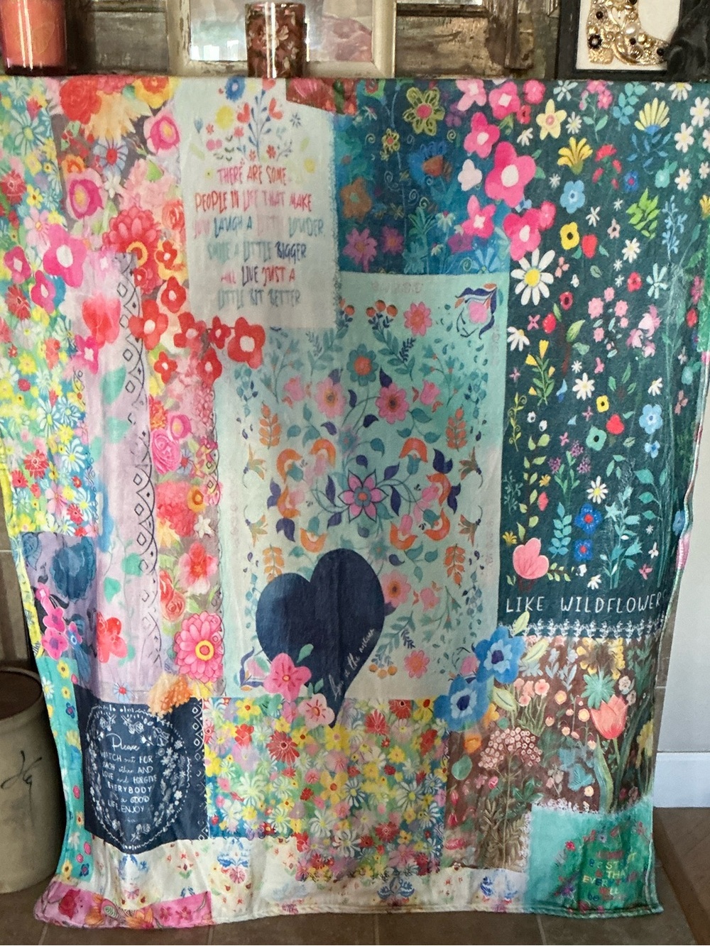 Natural Life “Wildflower” Inspirational Floral Cozy Throw/Wall Hanging